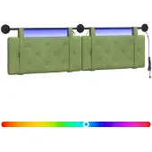 vidaXL Hangend hoofdbord Met LED-verlichting Lichtgroen Fluweel