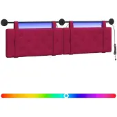 vidaXL Hangend hoofdbord Met LED-verlichting Wijnrood Fluweel