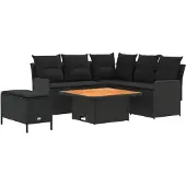 vidaXL Meubelsets 5 st Zwart PE Riet