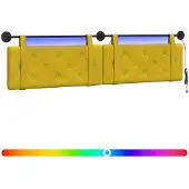 vidaXL Hangend hoofdbord Met LED-verlichting Geel Fluweel
