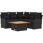 vidaXL Meubelsets 4 st Zwart PE Riet