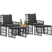 vidaXL Buitenmeubels set 5 st Zwart en Donker Grijs