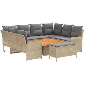 vidaXL Meubelsets 7 st Beige en Lichtgrijs PE Riet