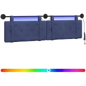 vidaXL Hangend hoofdbord Met LED-verlichting Politieblauw Fluweel