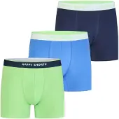 Happy Shorts Boxershorts ' Jersey ' lichtblauw / donkerblauw / limoen / lichtgroen