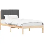 vidaXL Bedframe met Gevoerde Hoofdbord Natuurlijk en Donkergrijs