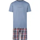 Phil&Co. Pyjama kort ' Classics ' blauw / donkerblauw / donkergrijs / rood