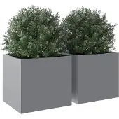 vidaXL Plantenbakken 2 st 32x30x29 cm gegalvaniseerd staal zilverkleur