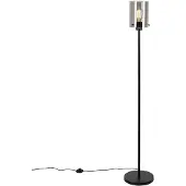 QAZQA Design vloerlamp zwart met smoke glas - Dome
