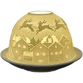 Clayre & Eef Waxinelichthouder Ø 12x8 cm Wit Porselein Kerst