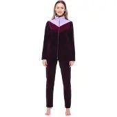 Merry Style – Dames Huispak – Vrijetijdspak – Velours – MS-MG-F-SUIT3-n – Donker paars/licht paars – XXXXXXL