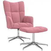 vidaXL Relaxstoel met voetenbank fluweel roze
