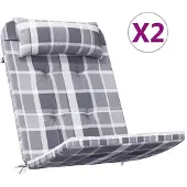 vidaXL Stoelkussens 2 st Adirondack ruitpatroon oxford stof grijs