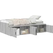 vidaXL Bedframe met lade Grijs Sonoma 90 x 200 cm Bewerkt hout