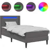 vidaXL Bedframe met matras Grijs 100 x 200 cm Kunstleer