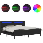 vidaXL Bedframe met matras Zwart 200 x 200 cm Kunstleer