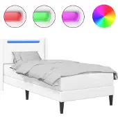 vidaXL Bedframe met matras Wit 90 x 200 cm Kunstleer