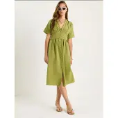 Bianco V-hals Knop Midi Shirt Jurk