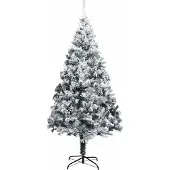 vidaXL Kunstkerstboom met 300 LED Wit 180 cm PVC en Staal en Kunststof