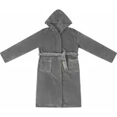 vidaXL Badjas Hoodie Donkergrijs L Flanel