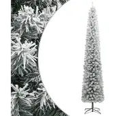 vidaXL Kunstkerstboom smal met standaard en sneeuw 300 cm PVC