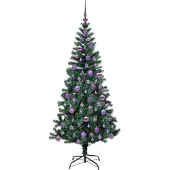 vidaXL Kunststof Voorverlichte Kerstboom Groen 180 cm PVC en Metalen