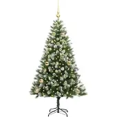 vidaXL Kunstmatige scharnierende Kerstboom met gevlochten sneeuw