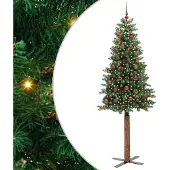 vidaXL Slanke Kerstboom Groen 210 cm PVC en massief dennenhout