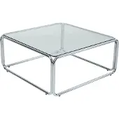 Oviala - Vierkante salontafel L90 cm in metaal en helder glas - Lewis