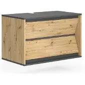Vicco Edelin Wastafelonderkast – 80 x 50 cm met 2 lades Antraciet/Artisan