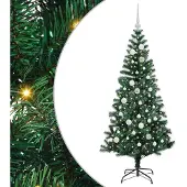 vidaXL Kunststof Voorverlichte Kerstboom Groen 150 cm PVC en Metalen
