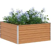 vidaXL Verhoogde plantenbak, lichtbruin, 100 x 100 x 45 cm, verzinkt staal
