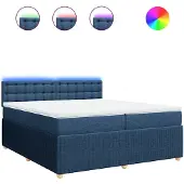 vidaXL Boxspring met matras stof blauw 200x200 cm