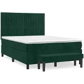 vidaXL Boxspringbed met matras, donkergroen, 140x190 cm, fluweel