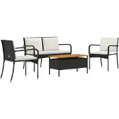 vidaXL Tuinset Zwart poly rattan