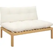 vidaXL Midden Sofa Eenheid Licht Acacia en Crèmekleurig Wit Acaciahout