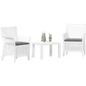 vidaXL Lounge Set met kussen 3 pcs Wit PP