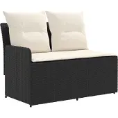 vidaXL Tuin Armleuning Sofa met Opklapbare Tafel 2 Stuk Zwart en Crème