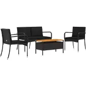 vidaXL Tuinset Zwart poly rattan