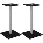 vidaXL Luidsprekerstandaards 2 st 1 pijler gehard glas zwart en zilver