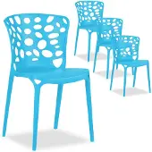 Homestyle4u Tuinstoelen - Set van 4 - Stapelstoelen - Kunststof - Blauw