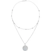Elli - Halsketting - Dames laagjes look munt plaatje vintage met kristallen in 925 sterling zilver - Dames