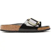 Birkenstock Dames Leren sandalen Madrid Big Buckle (Smalle Pasvorm) zwart (38), Leer, Plat, Geen, Casual 1022650