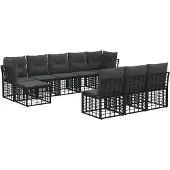 vidaXL Buitenbankset zwart en donkergrijs, polyester