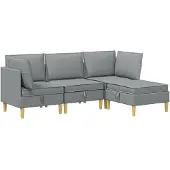 vidaXL Modulaire bankset met opslag 4 st Lichtgrijs Stof