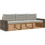 vidaXL Buitenloungeset, 3-delig. Natuurlijke kleur en lichtgrijs polyester