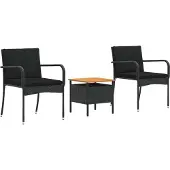 vidaXL Tuinset Zwart poly rattan