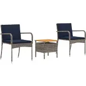 vidaXL Tuinset Grijs poly rattan