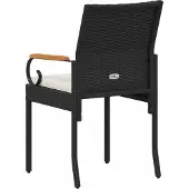 vidaXL Tuinstoelen 4 pcs Zwart en Crème Wit Poly Rattan en Acacia