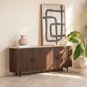 Giga Meubel Dressoir Amber Walnoot Travertin 200cm
